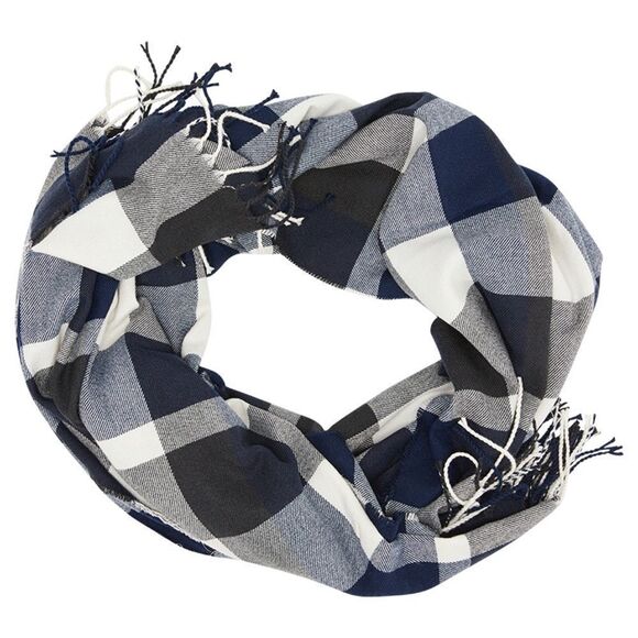❤️‍🔥HP❤️‍🔥 Plush Apparel Blue & White Ultra Soft Fringe Scarf - Picture 1 of 8